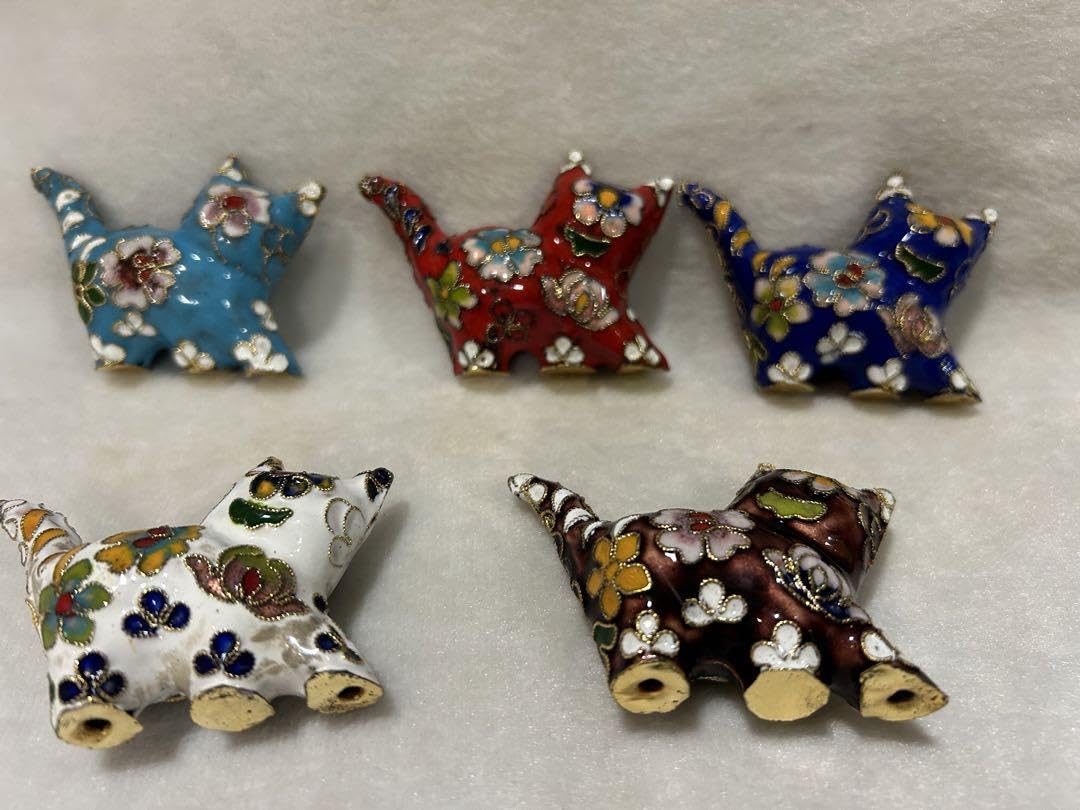 ダックのネコ香炉 茶道具　香道具 工芸品 美術品 置物 Amazon.co.jp: 置物 工芸品 七宝焼 「猫」 香道具 茶道具 金属